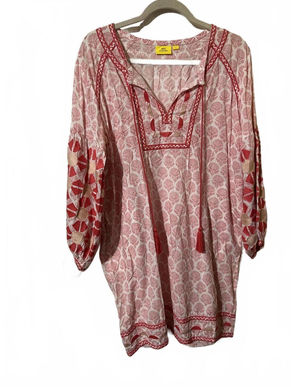 Roller Rabbit Bohemian Style Pink Red Embroidered Dress